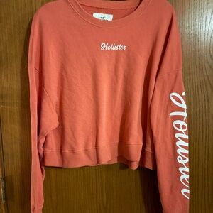 Hollister Women's Soft Coral Cropped Hoodie